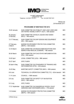 Programme of Meetings for 2012